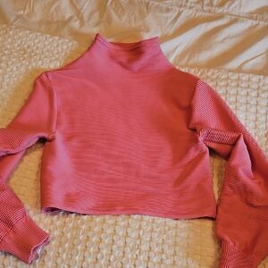 Women's Pink Ribbed High Neck Top Size Medium